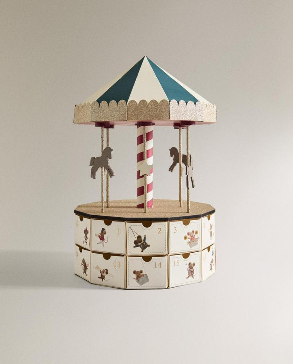 ZARA HOME РОЖДЕСТВЕНСКИЙ АДВЕНТ-КАЛЕНДАРЬ В ФОРМЕ КАРУСЕЛИ, РАЗНОЦВЕТНЫЙ
