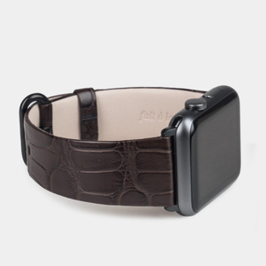 Ремешок для Apple Watch 44/45/46 mm из кожи крокодила, темно-коричневого цвета