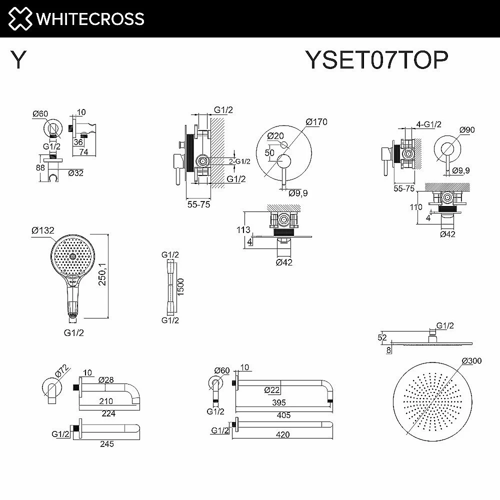 Душевая система WhiteCross Y YSET07TOPGL золото