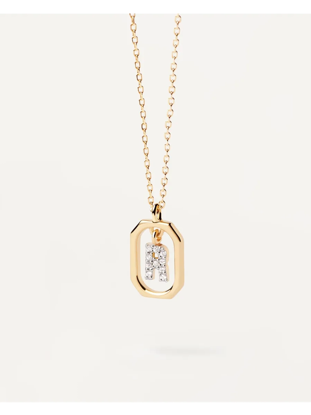 Колье женское PDPaola Мини-Буква R серебро 925 пробы покрытое золотом 750 пробы CO01-529-U