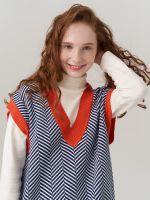 Жилетка для девочки в школу 953 н.синий-оранжевый