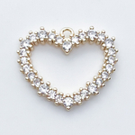 Подвеска Сердце, цвет золото, фианиты, размер 25*21 мм, цена за 1 шт