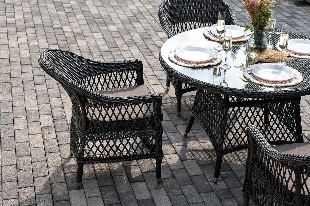 "Дольче" обеденная группа из искусственного ротанга, цвет графит