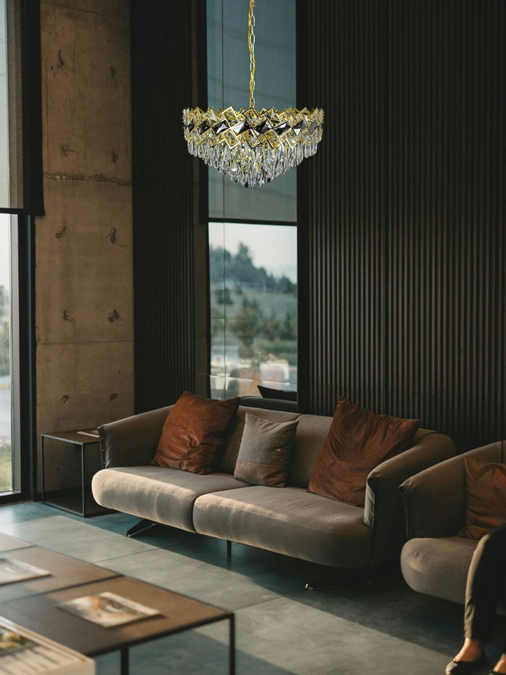 Люстра подвесная Lanbos, 11 ламп Е14, до 440 Вт, до 25 кв м, золотая