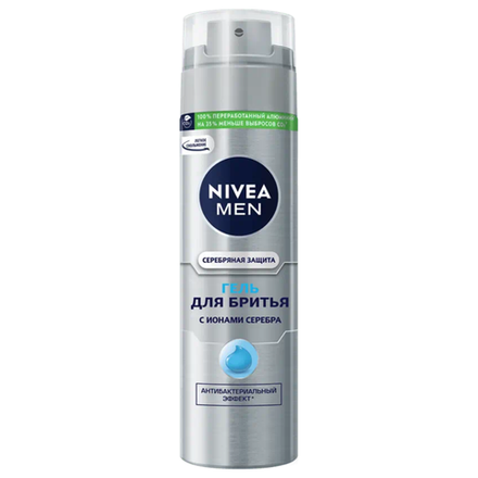 Гель для бритья Nivea Men Серебряная защита 200мл