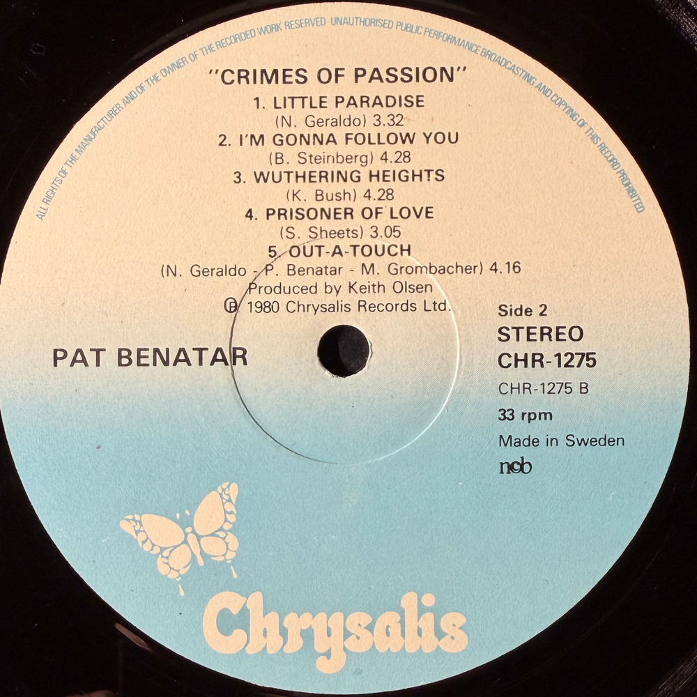 Pat Benatar - Crimes Of Passion (Швеция 1980г.)