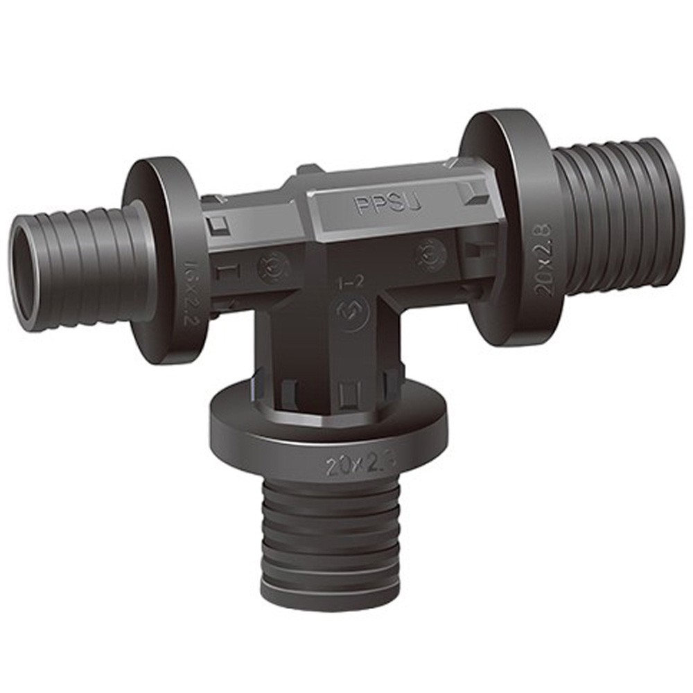 Тройник VARMEGA Slide-fit переходной, 25×16×25, аксиальный, PPSU, VM50511