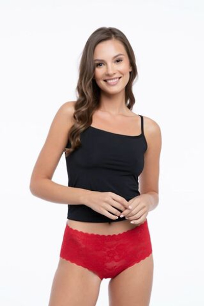 Трусики Bellie с высокой линией талии из кружевной ткани (Размер: XL) (Цвет: красный)