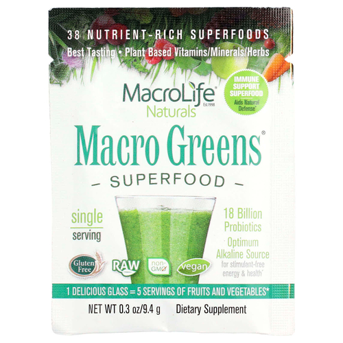 Macrolife Naturals, Macro Greens®, суперфуд, 9,4 г (0,3 унции)