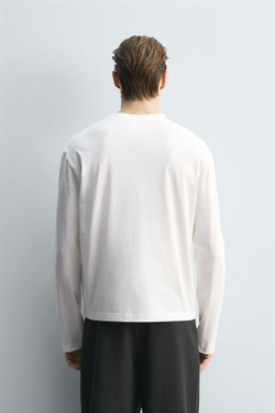 ZARA МЕРСЕРИЗОВАННАЯ ФУТБОЛКА С ДЛИННЫМИ РУКАВАМИ — LIMITED EDITION, БЕЛЫЙ