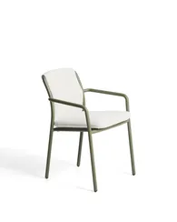 Уличный стул Linosa из зеленого алюминия с бежевой подушкой