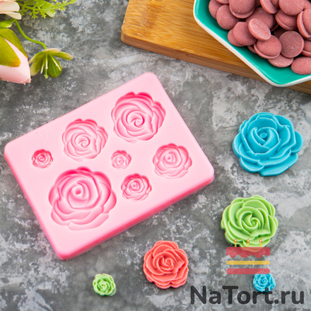 Молд силиконовый «Розы маленькие 7 в 1»