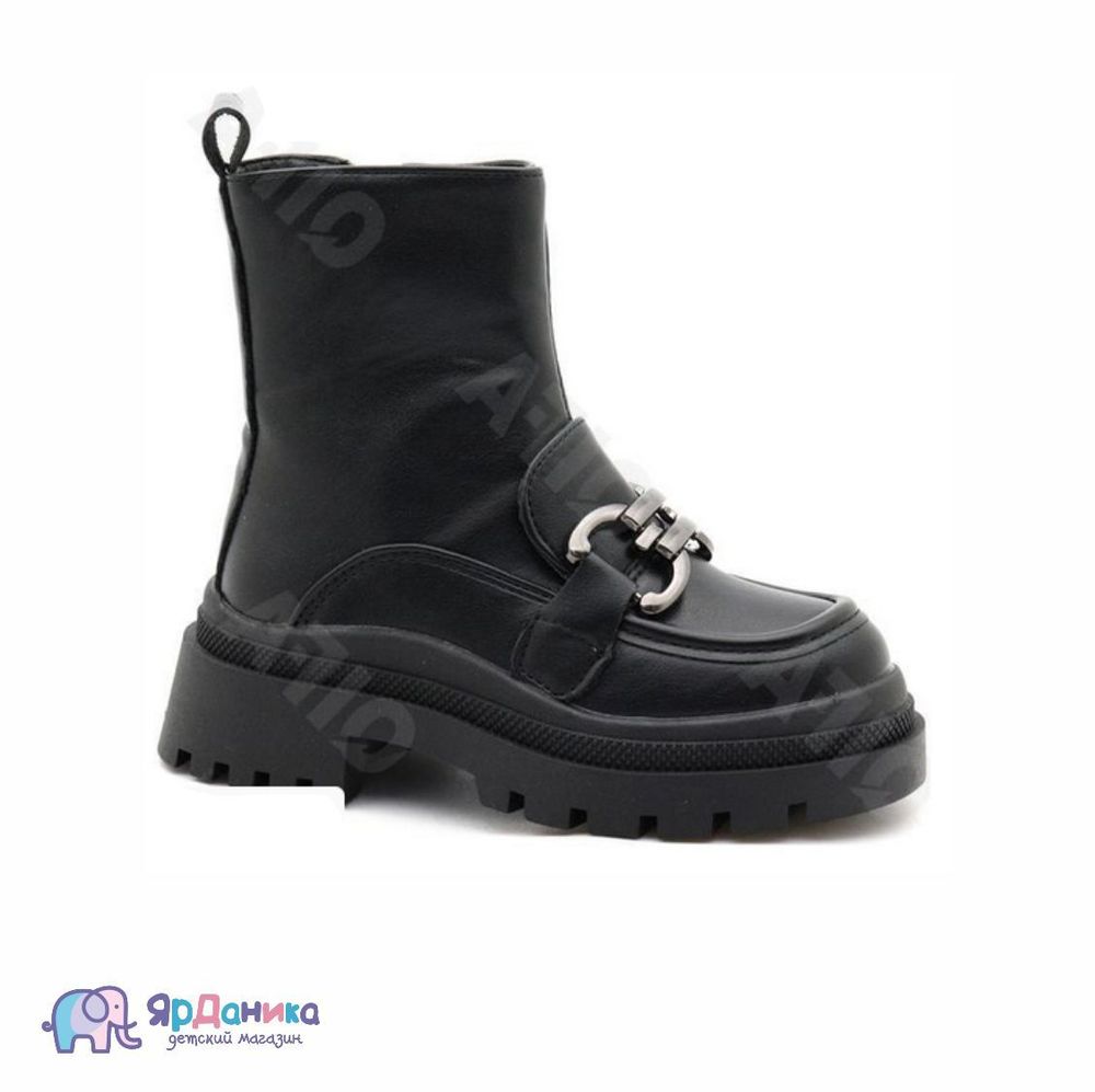 Демисезонные ботинки Канарейка черные с пряжкой S2215-1