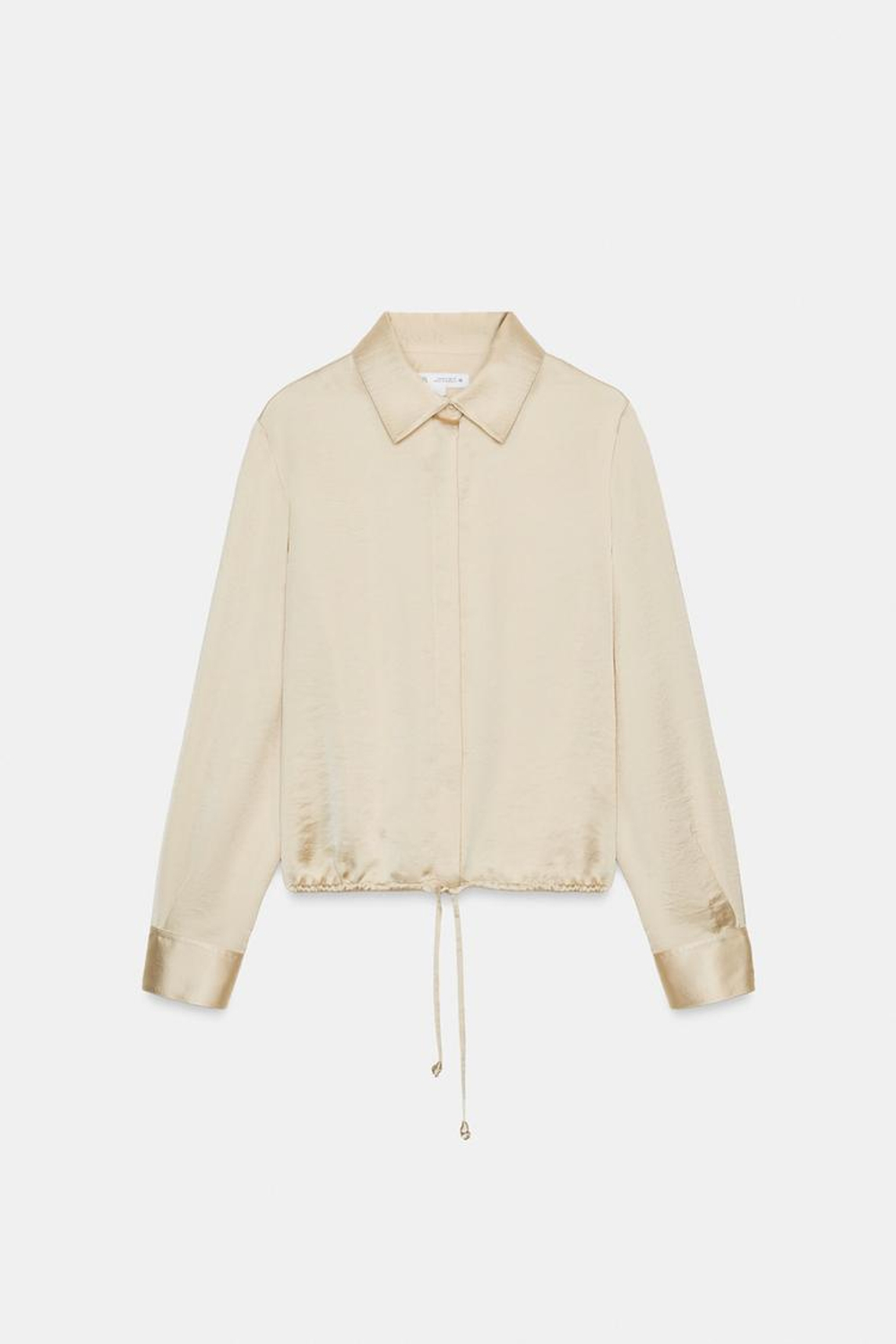 ZARA АТЛАСНАЯ РУБАШКА ZW WOMAN, ЭКРЮ