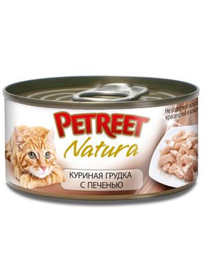 Консервы для кошек куриная грудка с печенью 70 г, Petreet