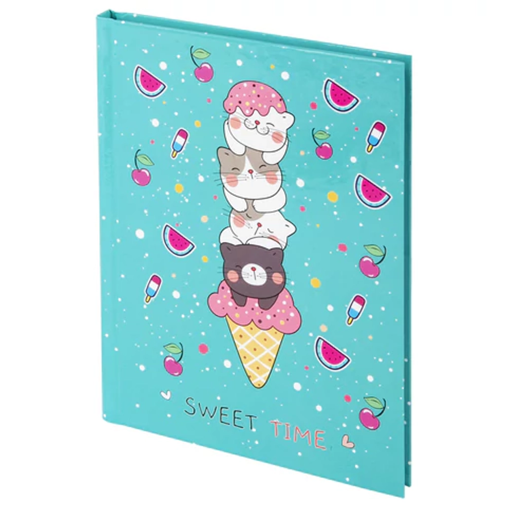 Блокнот МАЛЫЙ ФОРМАТ 110х147мм, А6, 80л, твёрдый, клетка, BRAUBERG KIDS, Котики