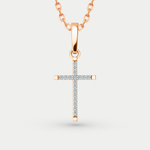 Крест православный из розового золота 585 пробы с фианитами (арт. 01-418595)