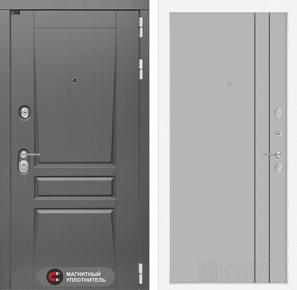Входная дверь Лабиринт ПЛАТИНУМ - 10 Серый софт рельеф