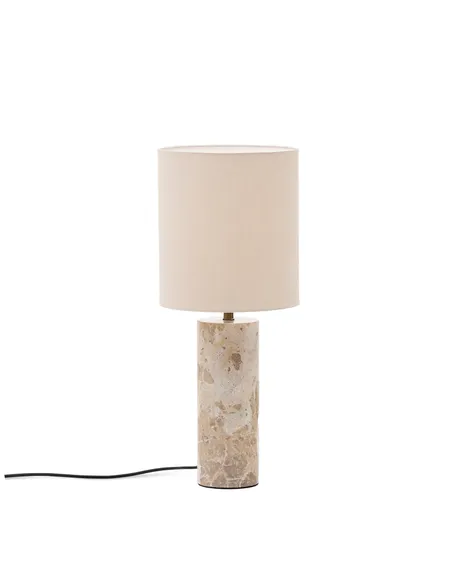 Настольная лампа Raze из бежевого мрамора с льняным абажуром