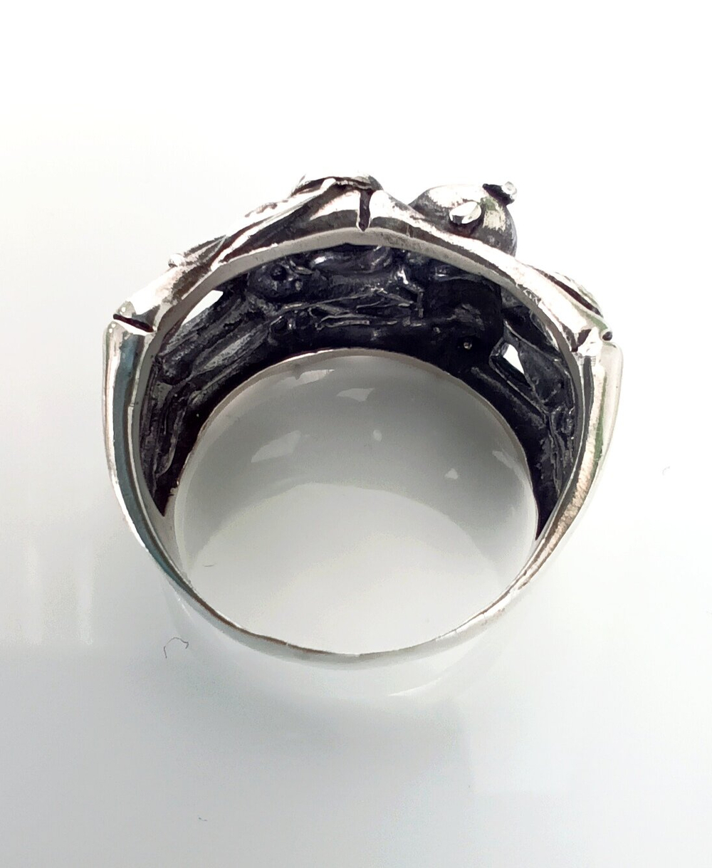 Кольцо Эстерелла, серебро 925 проба, оксидирование, опал синтетический/Ф