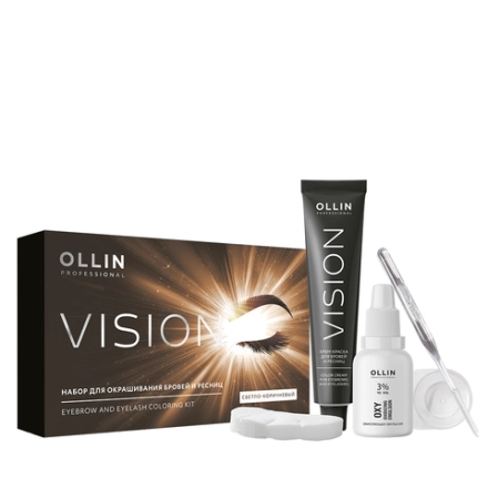 Набор для окрашивания бровей и ресниц, светло-коричневый / Ollin Vision 20 мл
