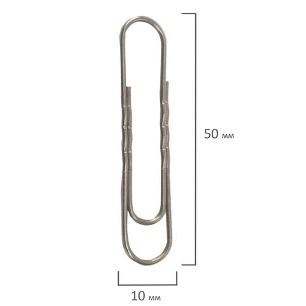 Скрепки большие 50 мм гофрированные 50 шт., STAFF "EVERYDAY", металлические, РОССИЯ, 220011