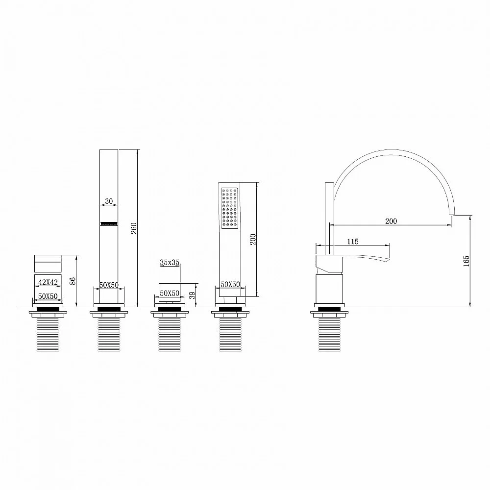 Смеситель для ванны ABBER Wasserfall AF8613B черный матовый