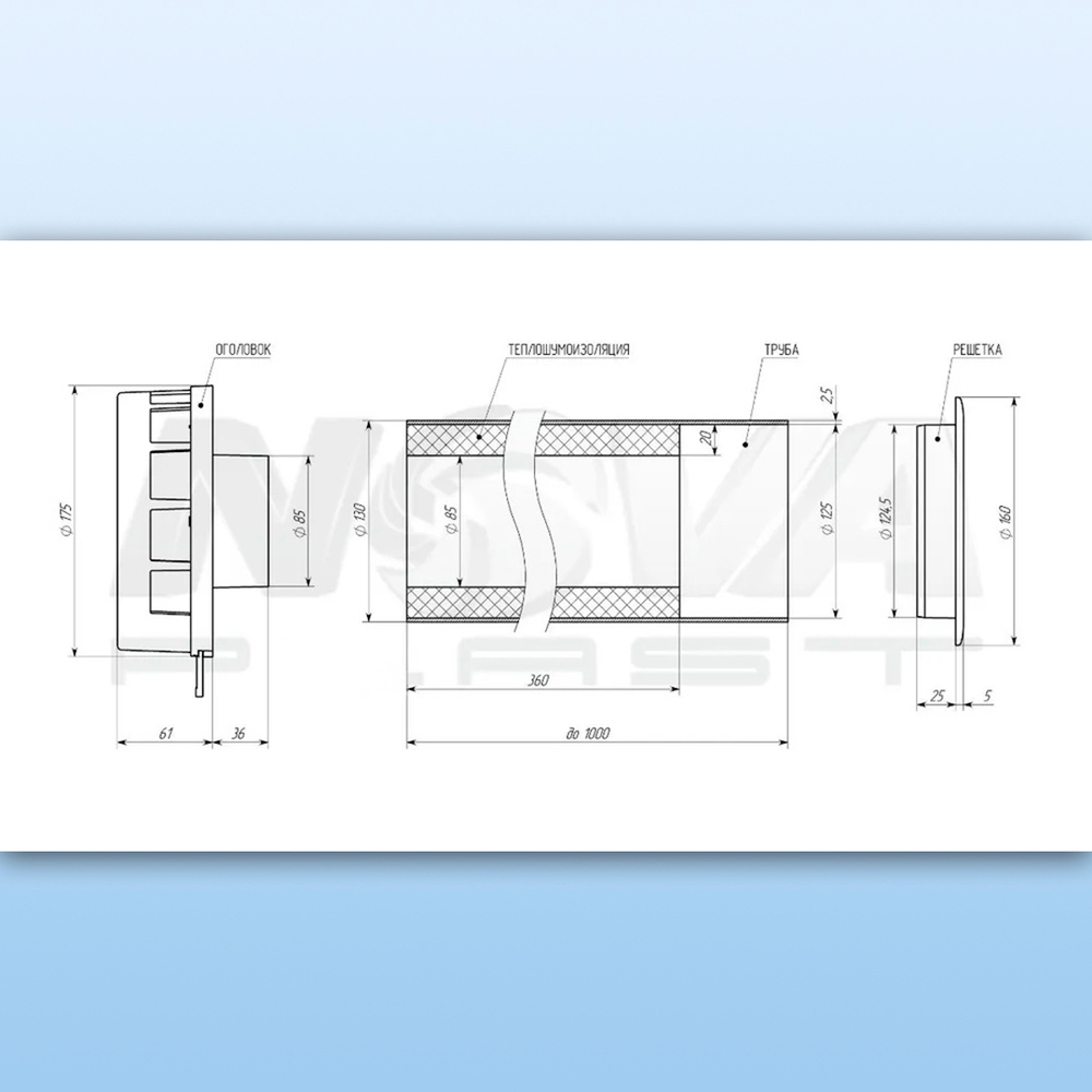 Оголовок приточного клапана вентиляционного КИВ-125 NovaPROF, круглый