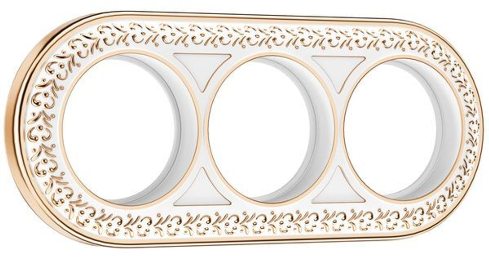 Рамка на 3 поста белое золото