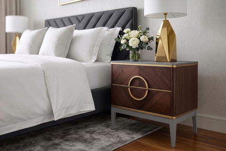 Тумба прикроватная шпон 2 ящика 60x60x40см Garda Decor