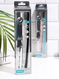 Зубная щётка Rendall средней жёсткости, с углем Carbon Bristles, 2 шт. МИКС
