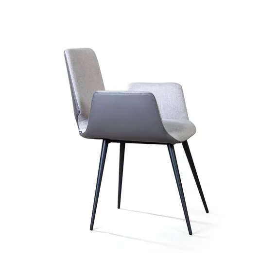 Стул с подлокотниками Adam серая рогожка и экокожа