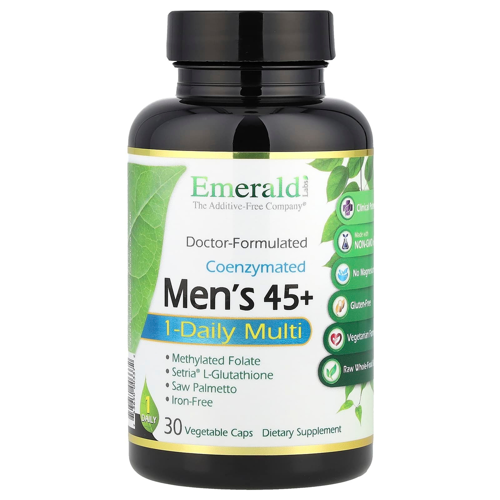 Emerald Laboratories, Коэнзимированные мультивитамины для мужчин старше 45 лет, 1 прием в день, 30 растительных капсул