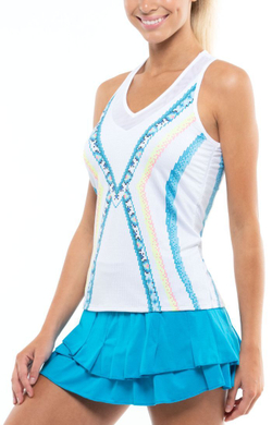 Женский топ теннисный Lucky in Love Square Are You? Tank w/Bra Women - white