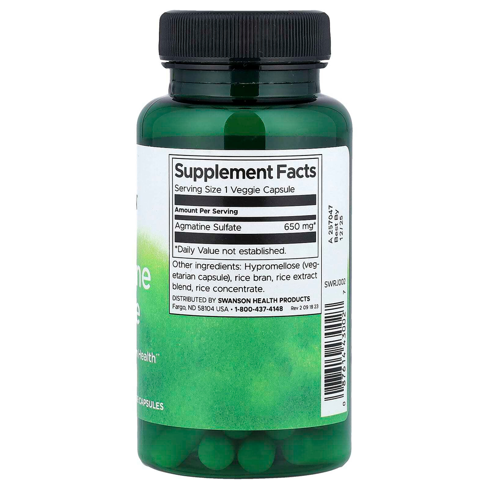 Swanson, Агматин сульфат, 650 мг, 60 растительных капсул