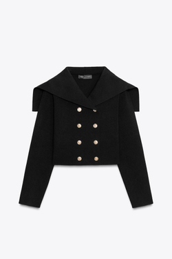 ZARA КОРОТКИЙ КАРДИГАН НА ЗАПÁХЕ, ЧЕРНЫЙ