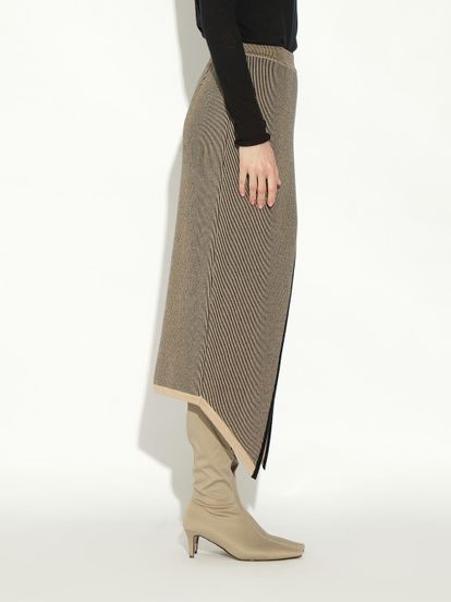 Женская юбка бежевого цвета из шелка и кашемира - фото 5