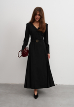 Платье со складками, черное