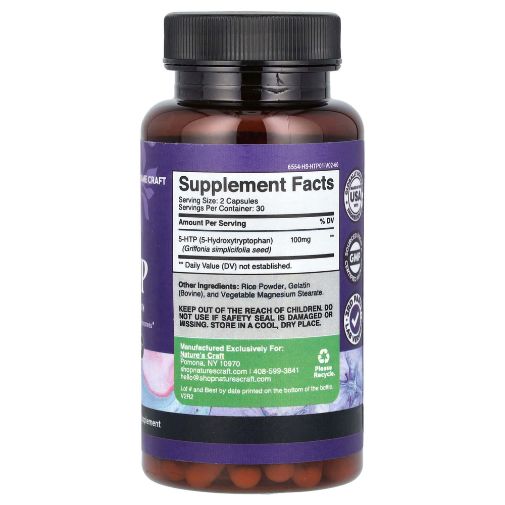 Nature's Craft, 5-HTP, повышенная сила действия, 60 капсул (50 мг на капсулу)