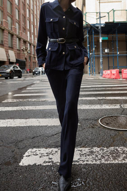 ZARA БРЮКИ ПРЯМОГО КРОЯ, МОРСКОЙ СИНИЙ