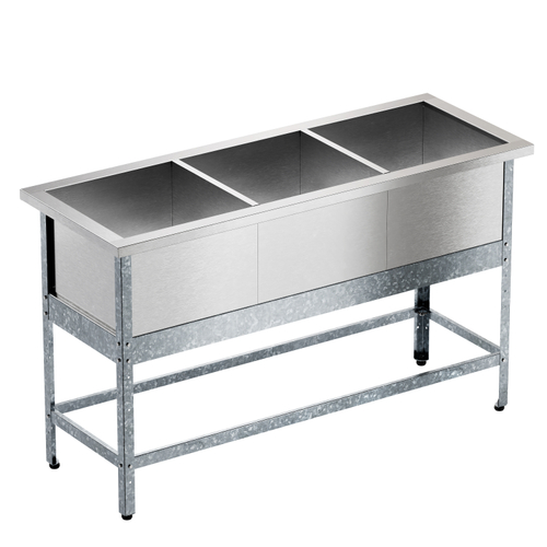 Ванна моечная трехсекционная "Бизнес" ВМБ 630/3, 1730х630(700)х860 мм, без борта