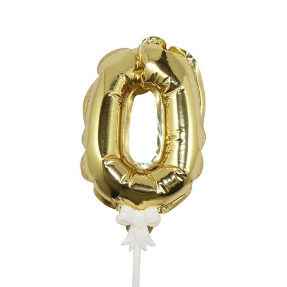 К 7"/18 см, Мини-цифра, самодув Gold (Золото) "0"воздух, не летает, на палочке)