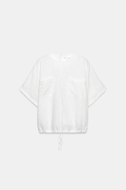 ZARA ЛЬНЯНОЙ ТОП НА ШНУРКАХ — ZW COLLECTION, БЕЛЫЙ