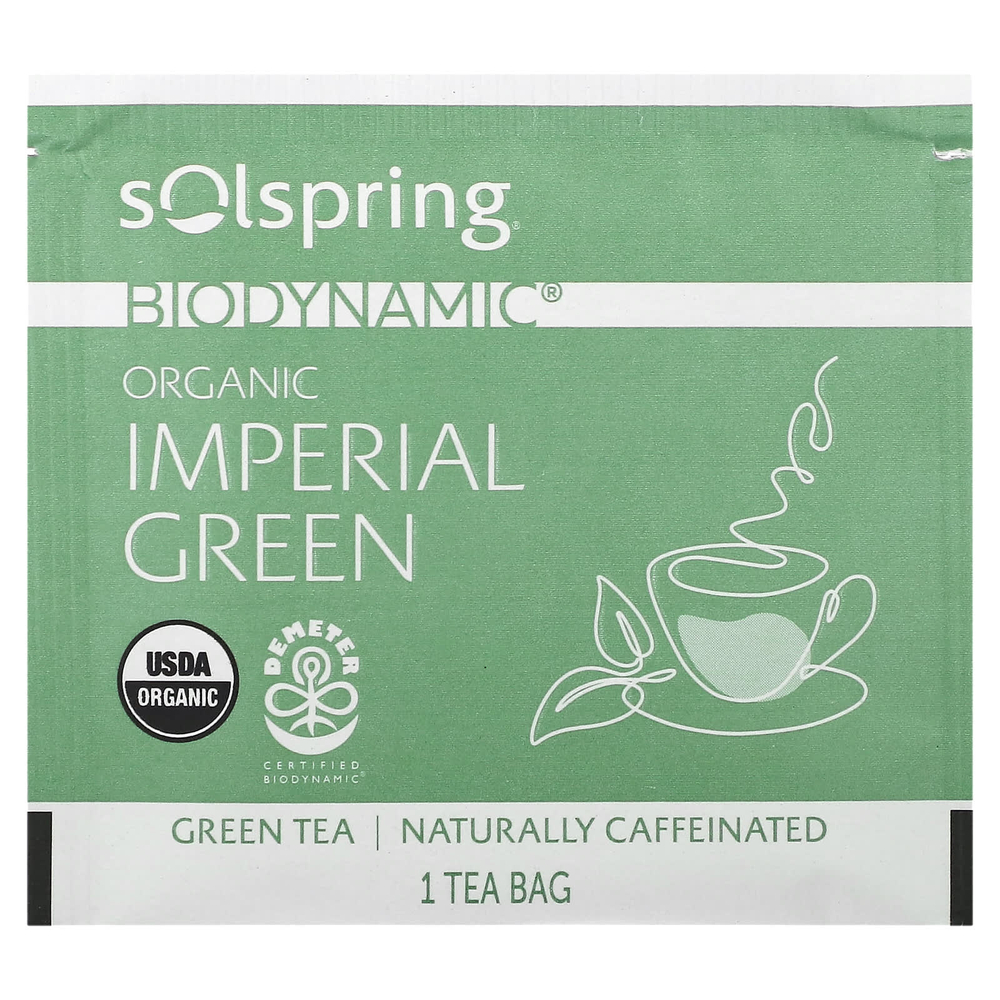 Dr. Mercola, Solspring®, Biodynamic®, органический зеленый чай, имперский зеленый, 18 чайных пакетиков, 36 г (1,27 унции)