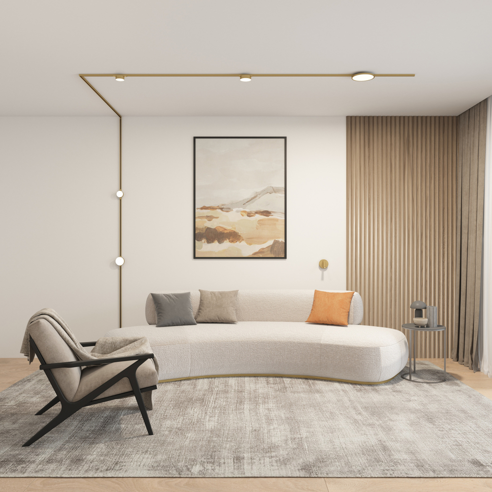 DK5763-SB Светильник для трека SHINE FLOW со светодиодом, D198*H27, 48V DC, 15W, RA?90, 3000K, IP20, сатинированная латунь, алюминий