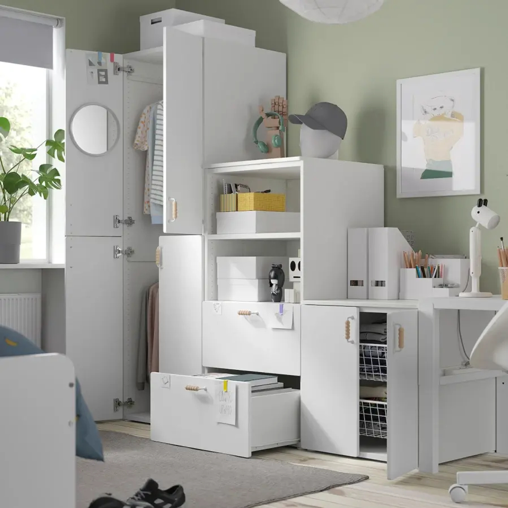 Гардероб - IKEA SMÅSTAD/SMASTAD/СМОСТАД ИКЕА,  181х180  см, белый/синий