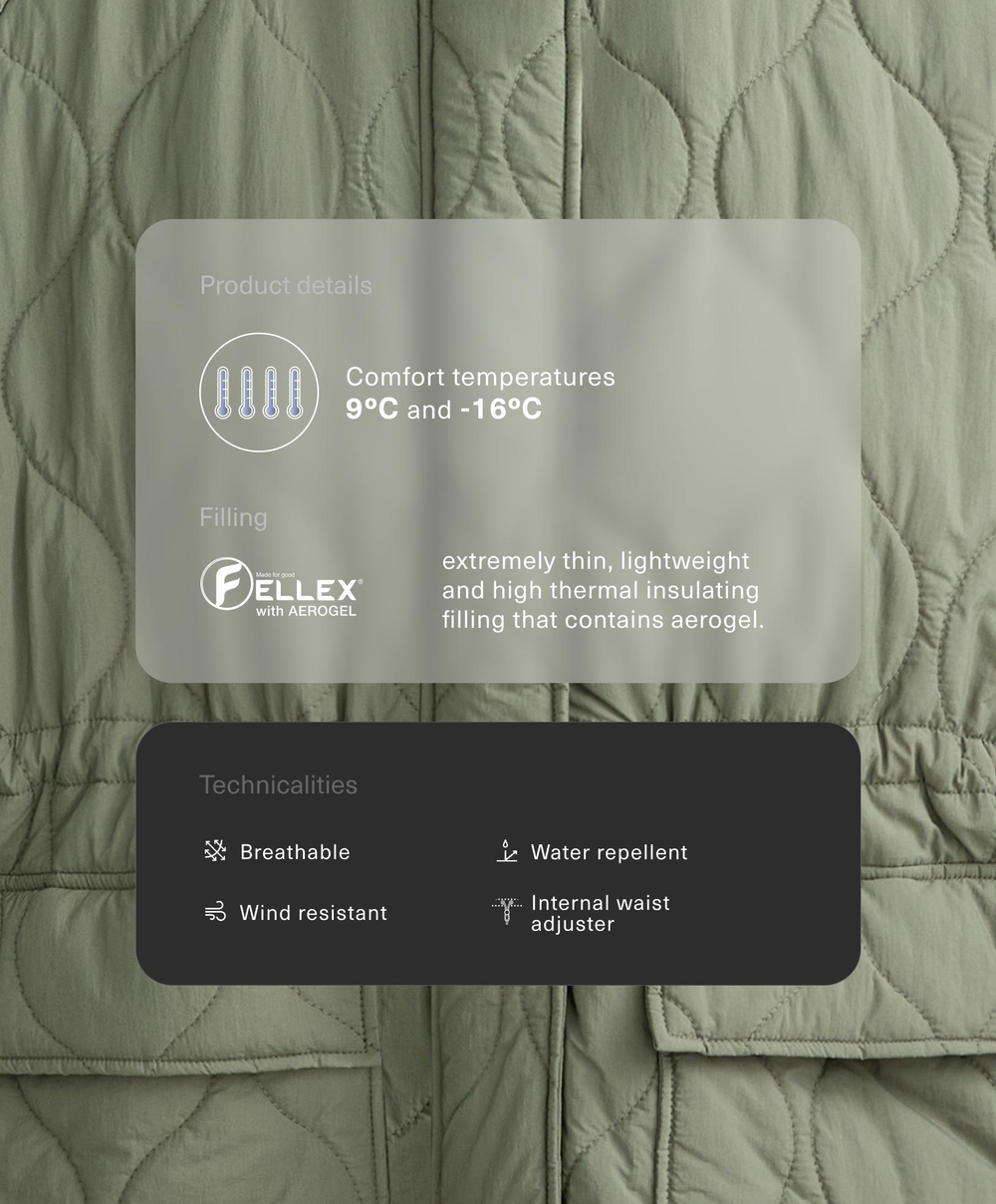 Oysho Легкая водоотталкивающая куртка FELLEX® AEROGEL с утеплителем, хаки