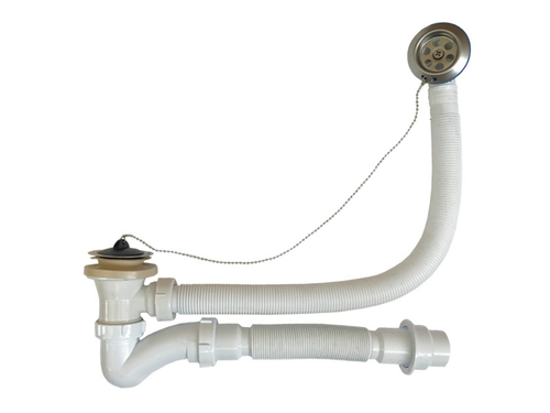 Сифон для ванны, с выпуском и переливом в комплекте с гибкой трубой, 1 1/2"х40мм, 40х40/50, (шт.)