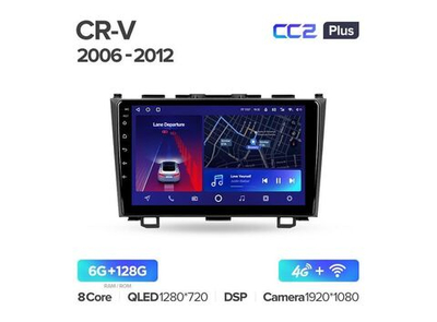 Магнитола Teyes CC2 Plus 6-128 Honda CR-V 3 RE 2006-2012 9.0"