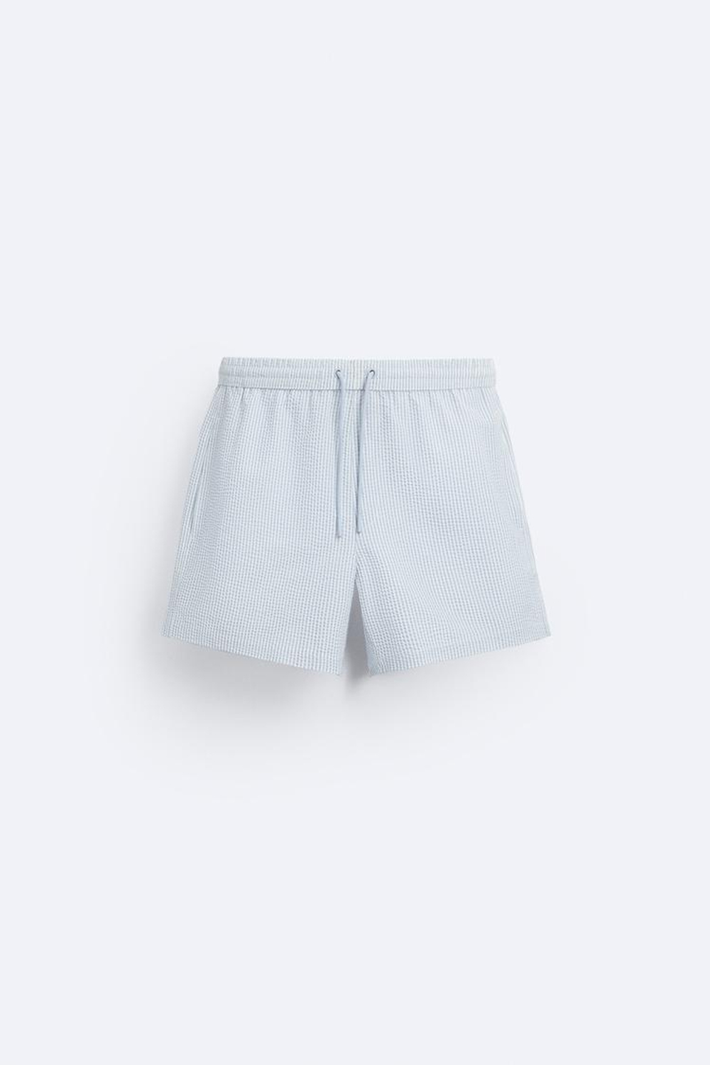 ZARA ПЛАВКИ ИЗ ЖАТОЙ ТКАНИ В МЕЛКУЮ ПОЛОСКУ, НЕБЕСНО-ГОЛУБОЙ